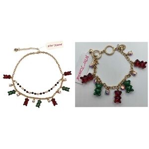 BETSEY JOHNSON SET Christmas Holiday Gummy Bears Necklace & Bracelet NEW NWT